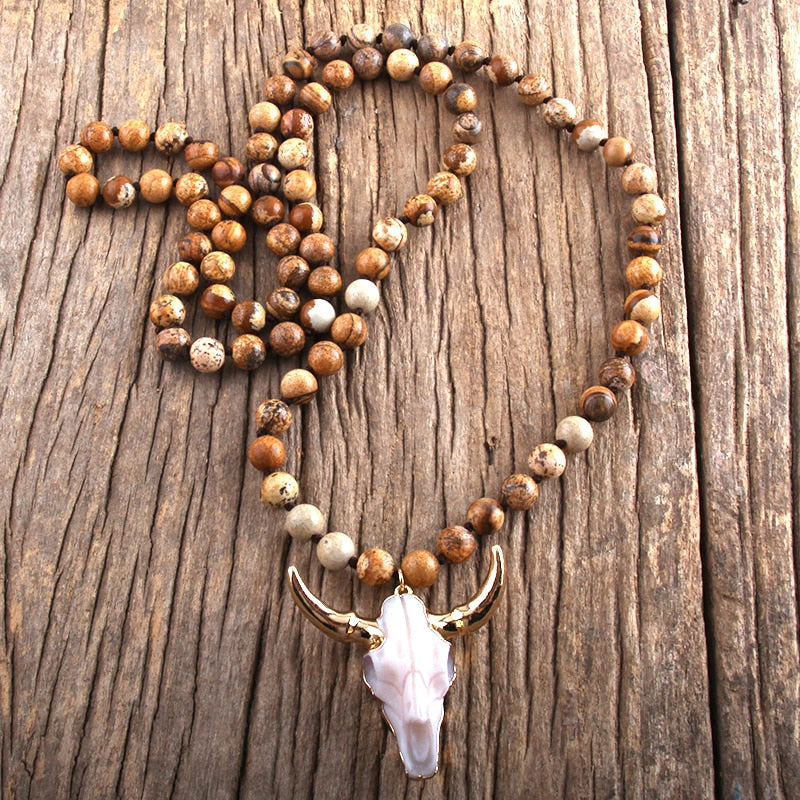 Stone Knotted Horn Pendant Necklace - The Witchy Gypsy