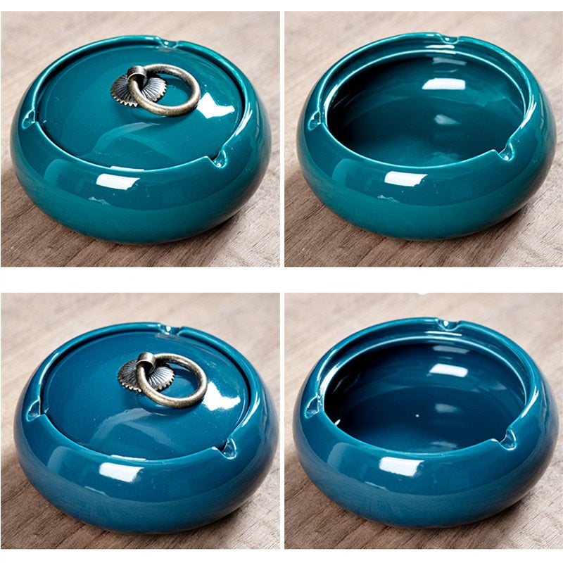 Beautiful Ceramic Ashtray Round with Lid - The Witchy Gypsy