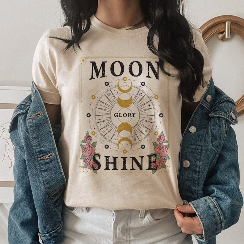 Moon Shine Short Sleeve Female Tshirt, - The Witchy Gypsy