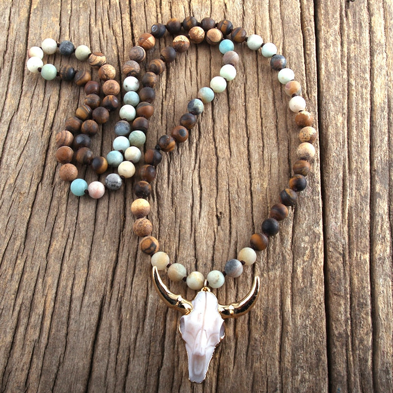 Stone Knotted Horn Pendant Necklace - The Witchy Gypsy