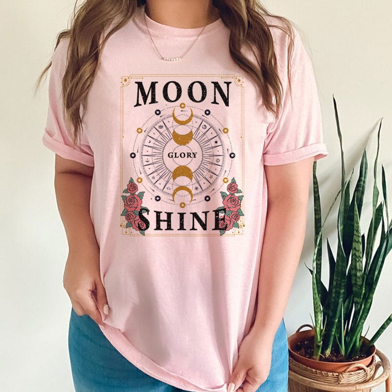 Moon Shine Short Sleeve Female Tshirt, - The Witchy Gypsy