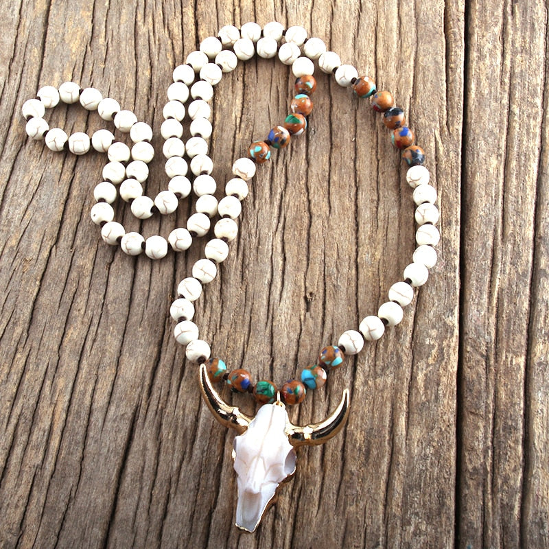 Stone Knotted Horn Pendant Necklace - The Witchy Gypsy