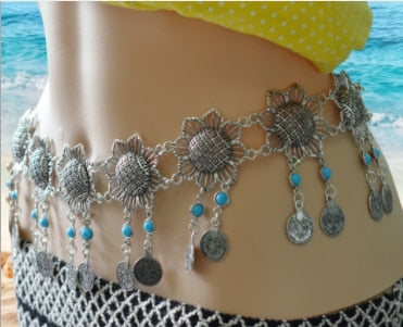 Silver Coin Boho Waist Chain, Boho Belt, Bohemian Waist Chain - The Witchy Gypsy