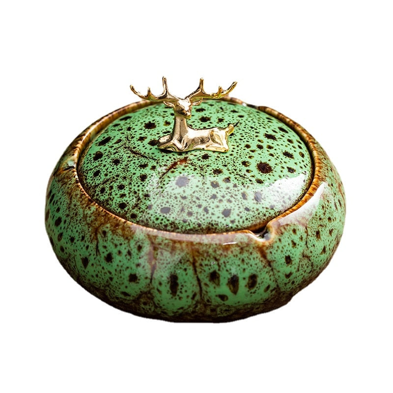 Beautiful Ceramic Ashtray Round with Lid - The Witchy Gypsy