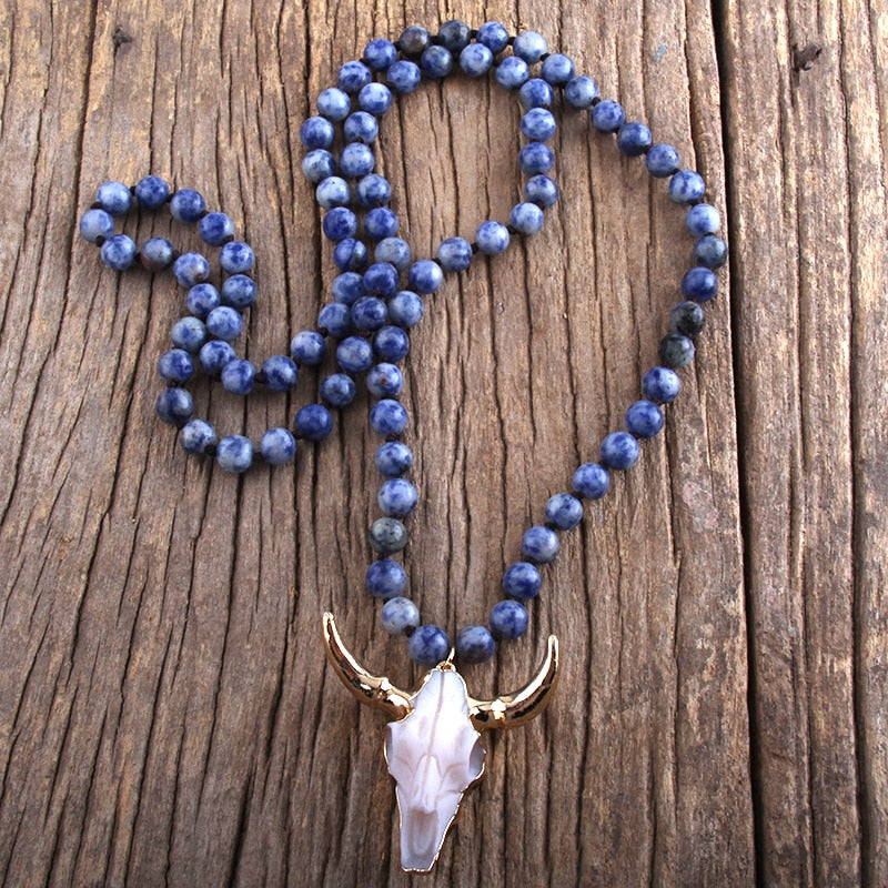 Stone Knotted Horn Pendant Necklace - The Witchy Gypsy