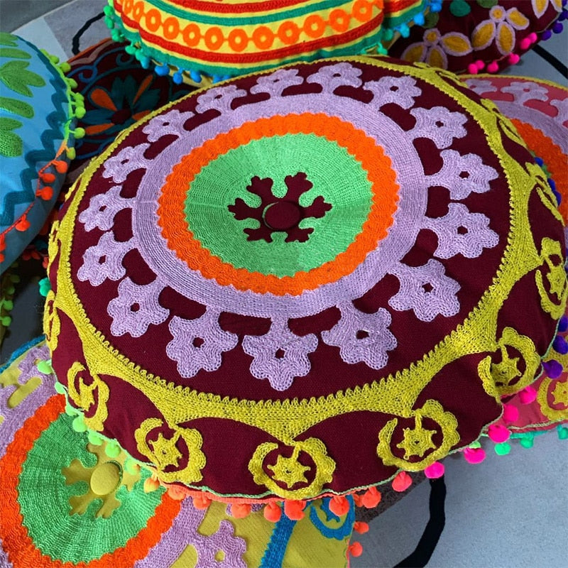 Bohemian Moroccan Embroidered Thick Cushion - The Witchy Gypsy