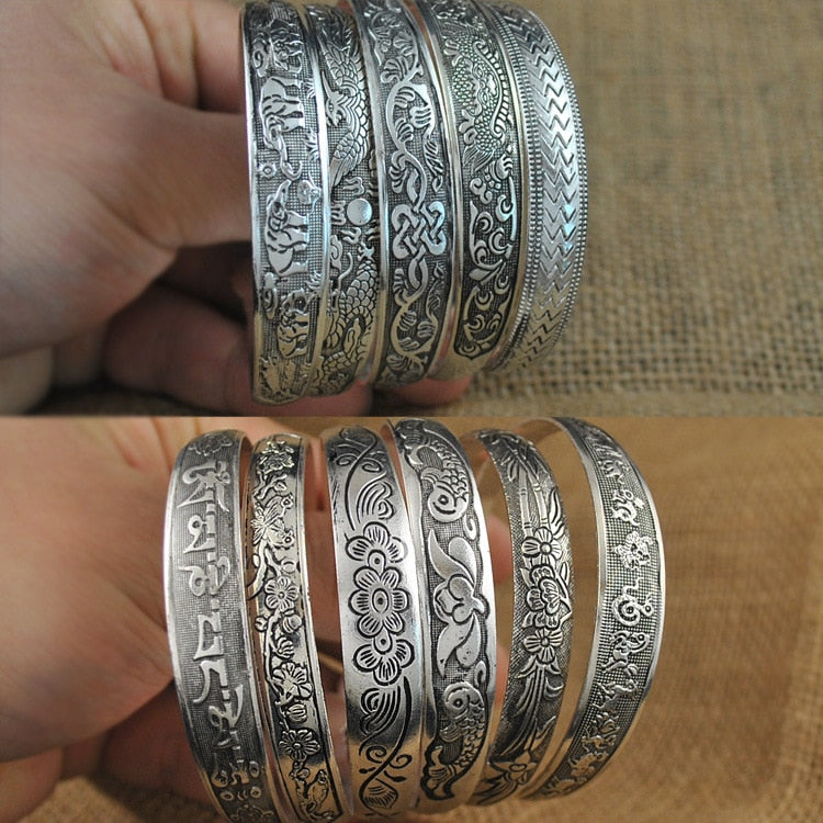 Vintage Cuff Tibetan Silver Plated Bangle - The Witchy Gypsy