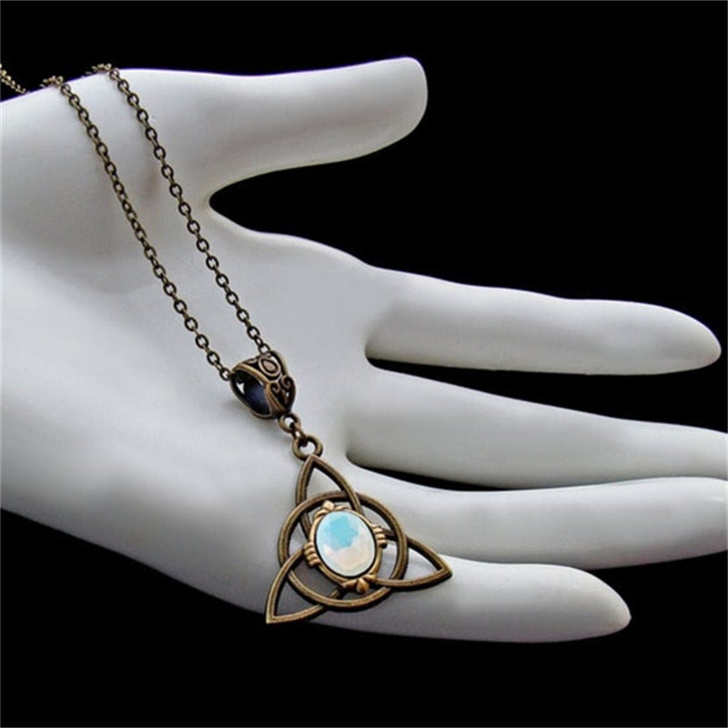 Bohemian Inlaid Opal Celtic Knot Pendant - The Witchy Gypsy