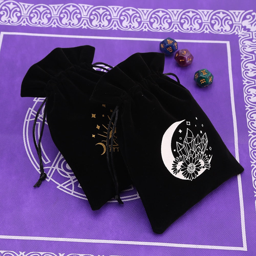 Black Velvet Moon Phase Tarots Cards Bag - The Witchy Gypsy