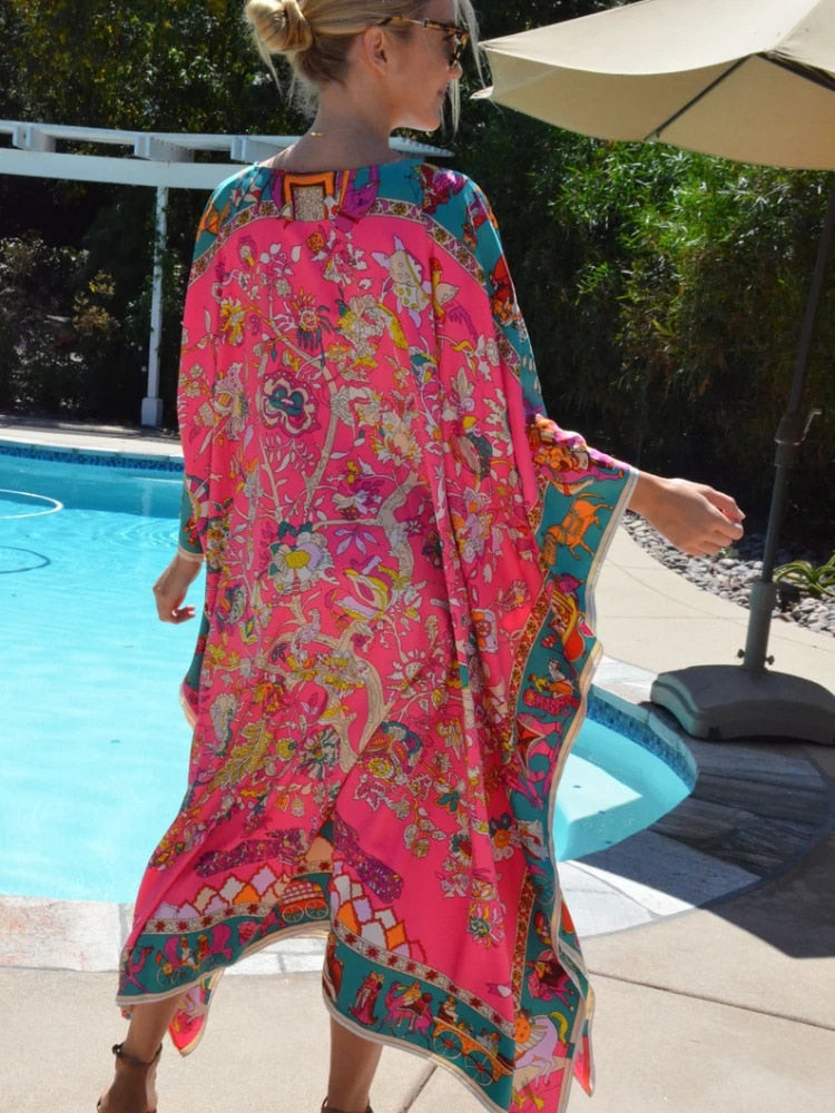 Pink Flower Beach Cover Up - The Witchy Gypsy