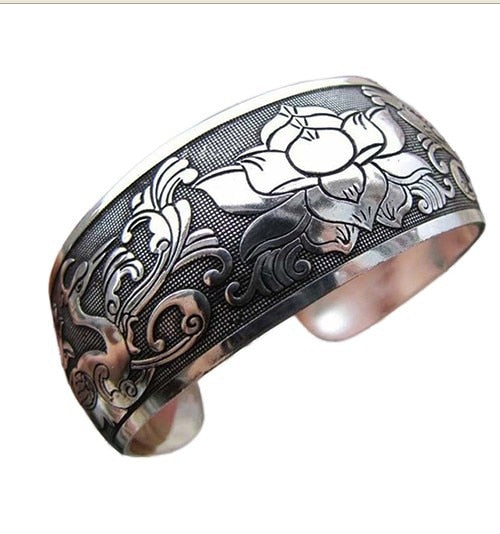 Vintage Cuff Tibetan Silver Plated Bangle - The Witchy Gypsy