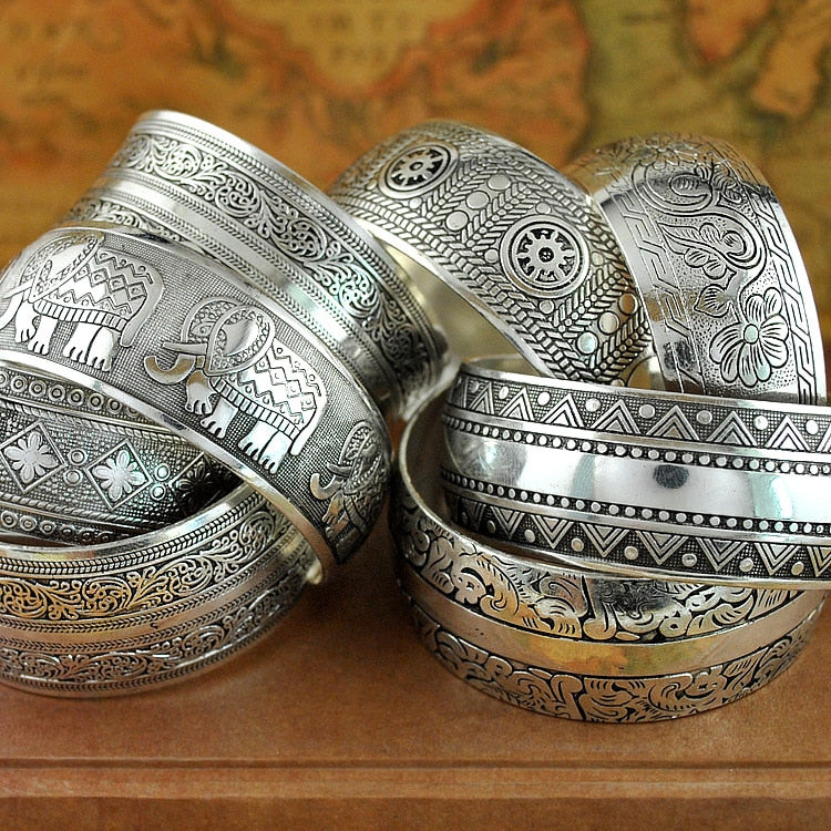 Vintage Cuff Tibetan Silver Plated Bangle - The Witchy Gypsy