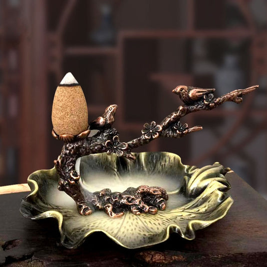 Lotus and Bird Incense Burner,  Aroma Burner, Lotus Burner- The Witchy Gypsy