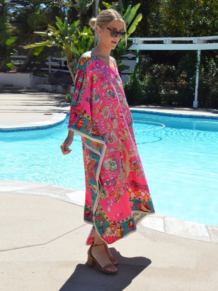 Pink Flower Beach Cover Up - The Witchy Gypsy