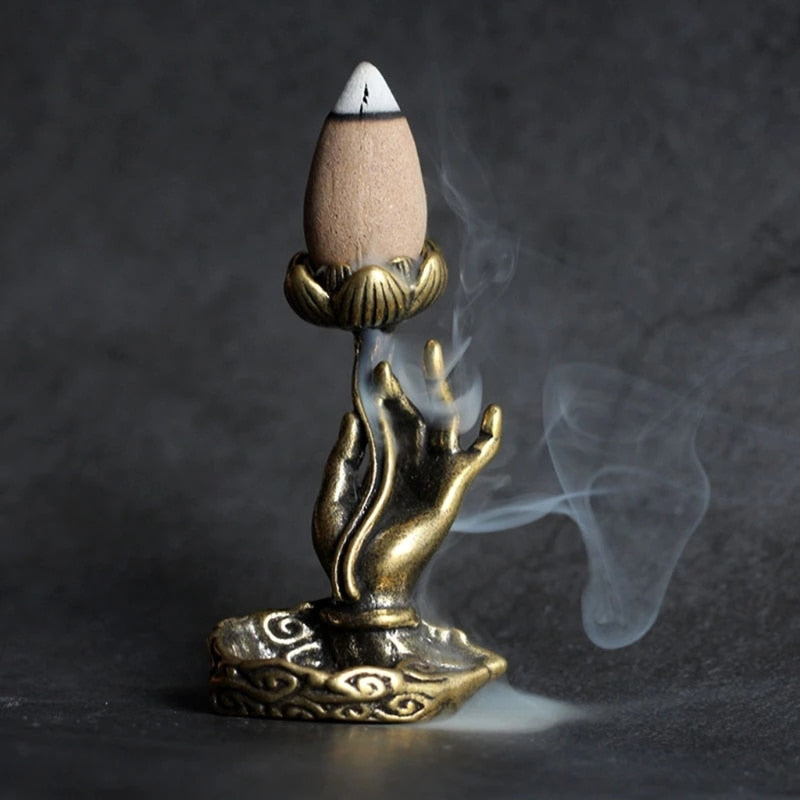 Copper Hand Lotus Incense Base Holder - The Witchy Gypsy