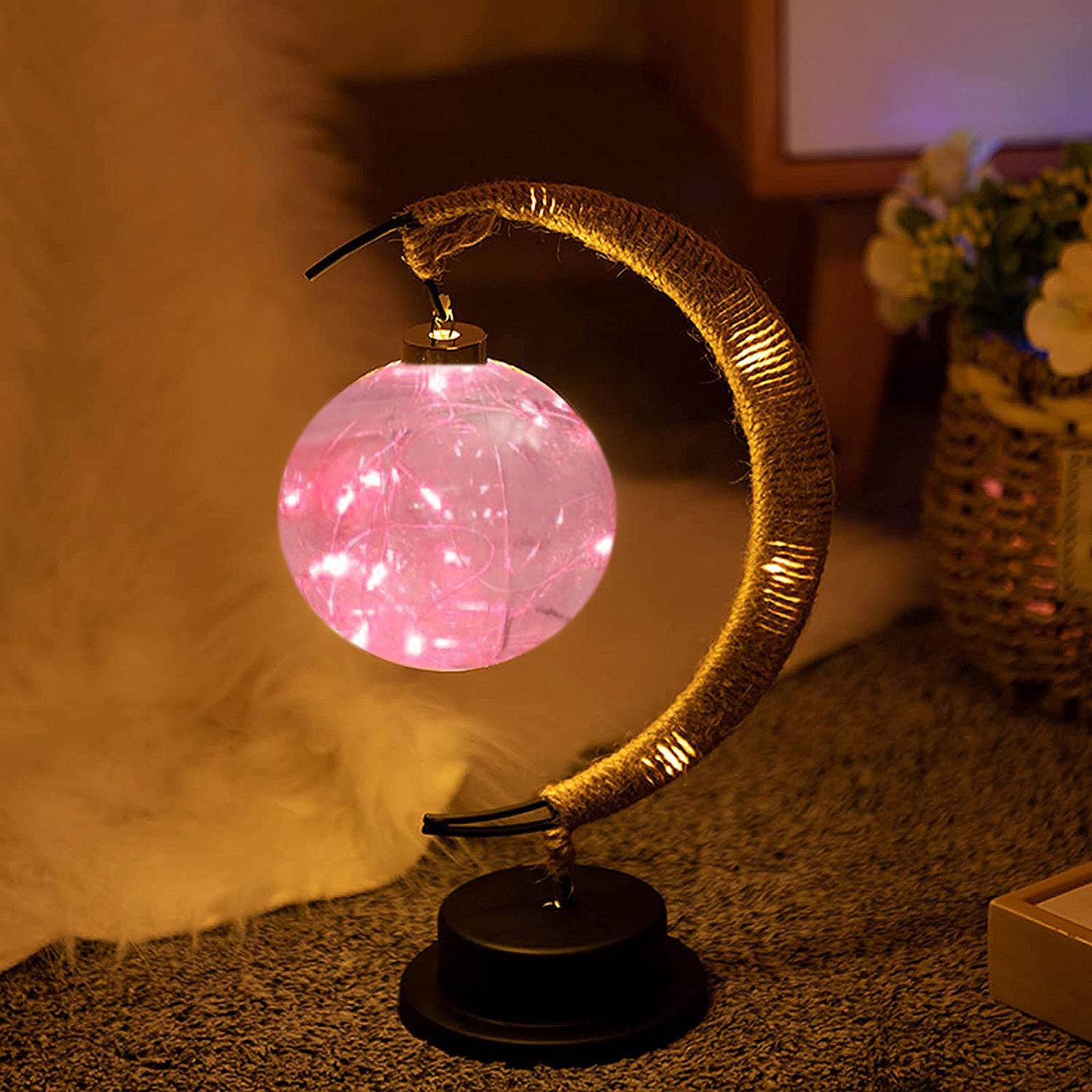 Lunar Fairy Lamp, Moon LED Night Lights with Stand, Half Moon Lamp- The Witchy Gypsy