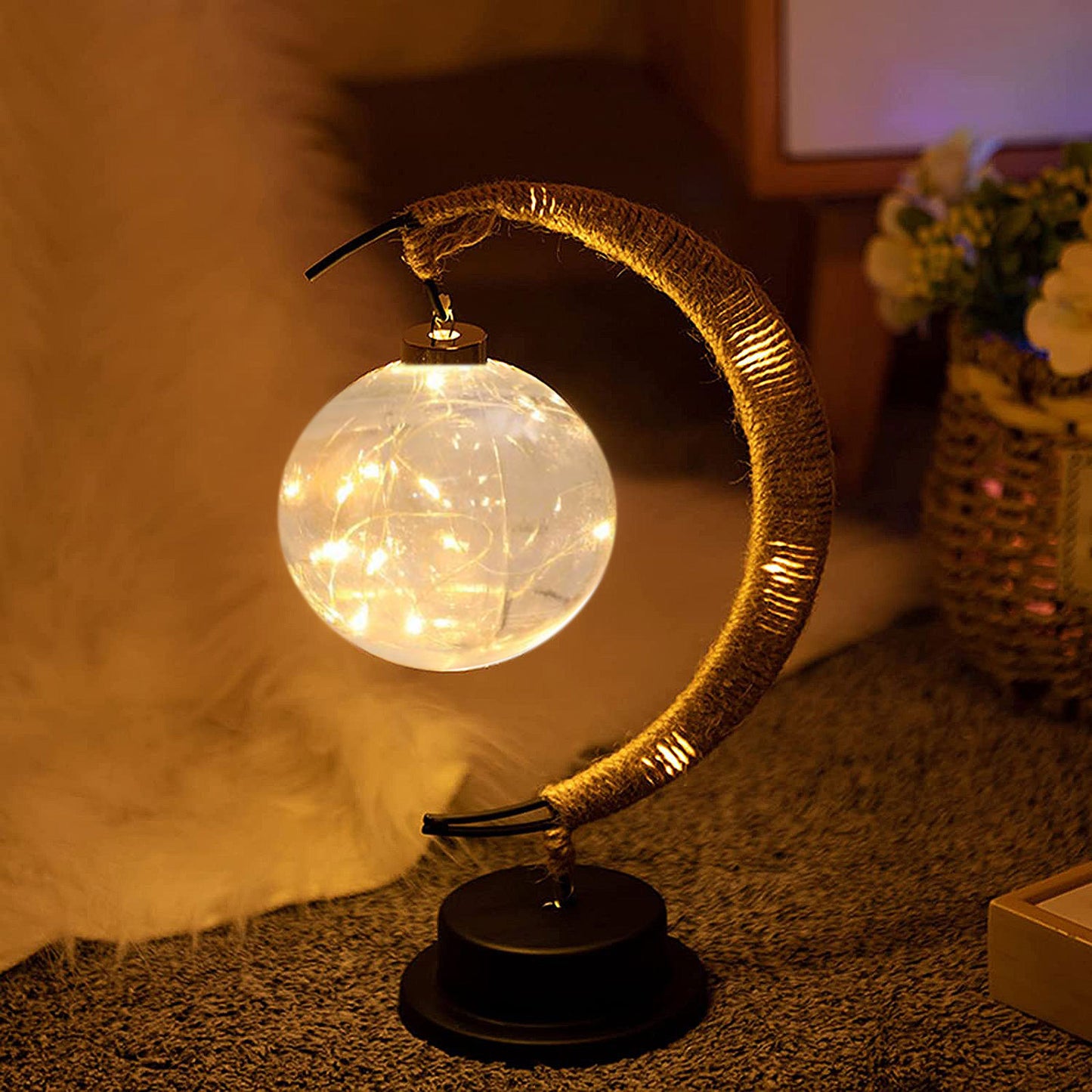 Lunar Fairy Lamp, Moon LED Night Lights with Stand, Half Moon Lamp- The Witchy Gypsy