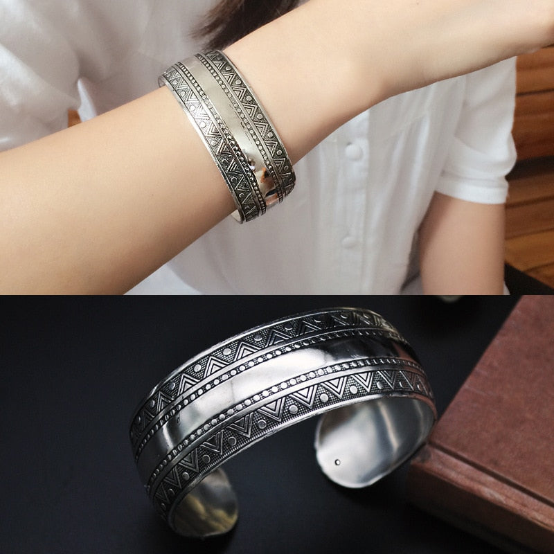 Vintage Cuff Tibetan Silver Plated Bangle - The Witchy Gypsy