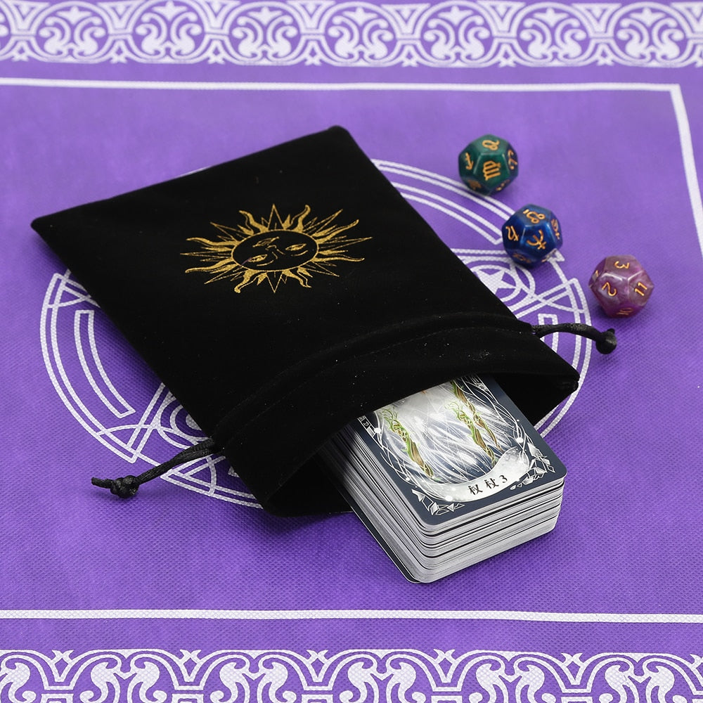 Black Velvet Moon Phase Tarots Cards Bag - The Witchy Gypsy