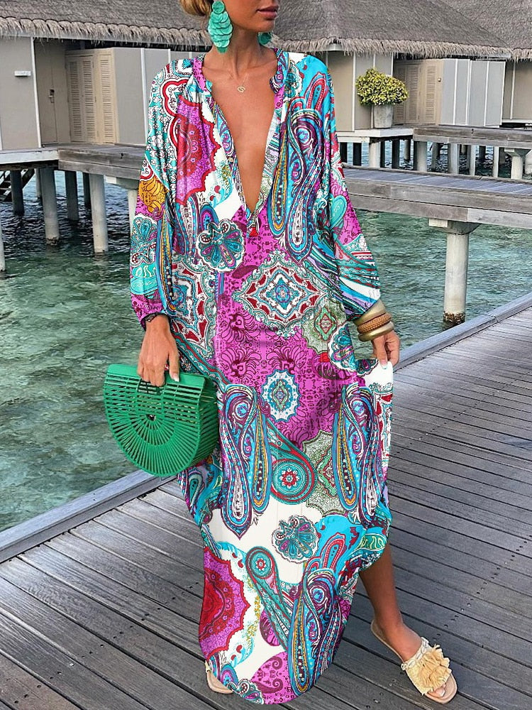 Elegant Women V Neck Bohemian Dress - The Witchy Gypsy