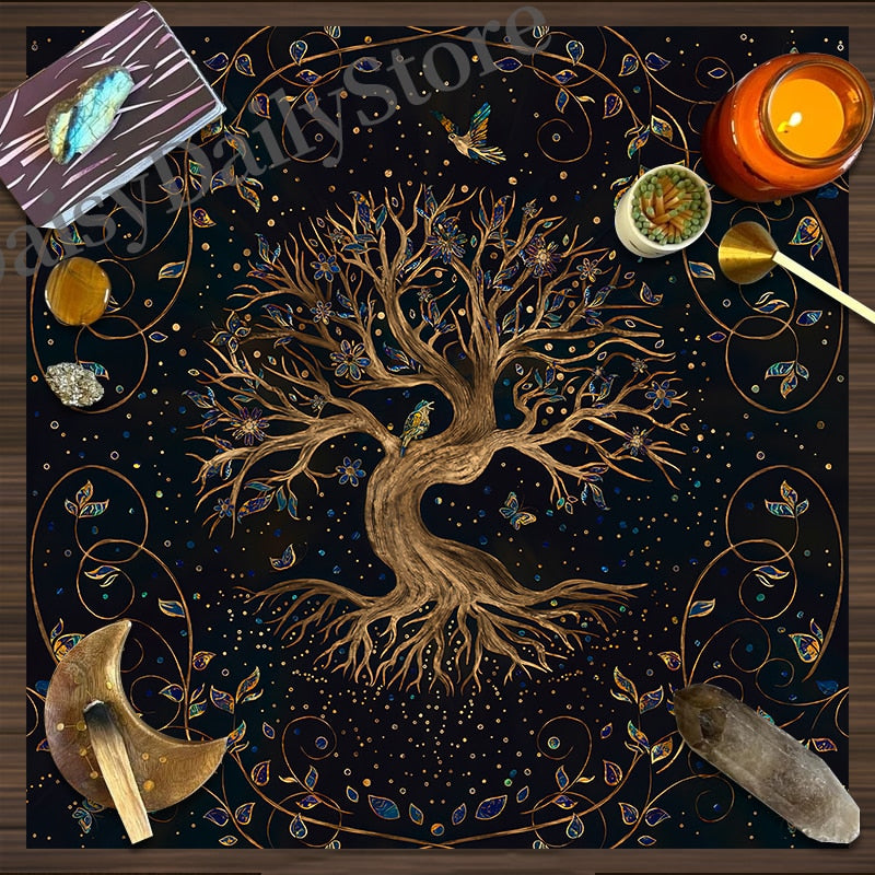 Tree of Life Altar Cloth, Tarot Card Tablecloth, Pagan Pendulum Cloth- The Witchy Gypsy