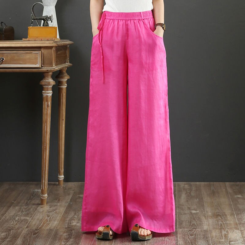 Vintage Linen Elastic Waist Wide Leg Pants - The Witchy Gypsy