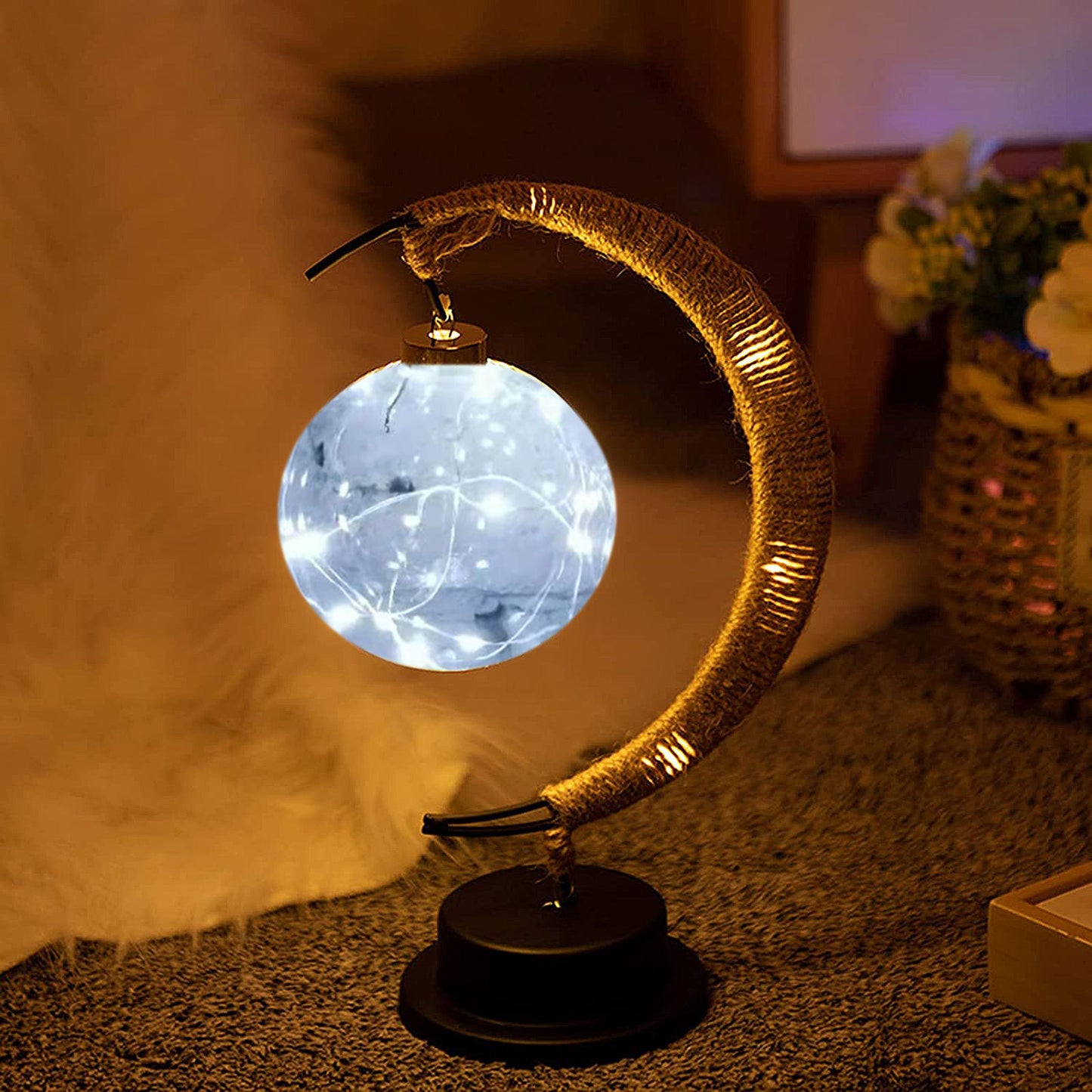 Lunar Fairy Lamp, Moon LED Night Lights with Stand, Half Moon Lamp - The Witchy Gypsy