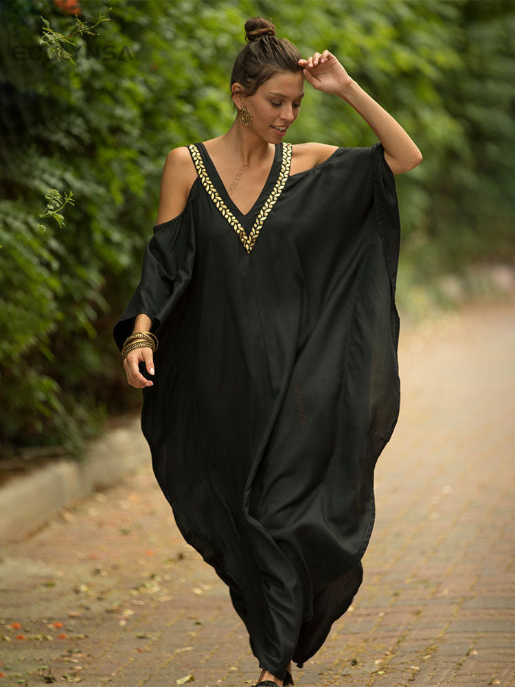 Bat Sleeve Summer Dress, Plus Size Women Beachwear, Kaftan - The Witchy Gypsy