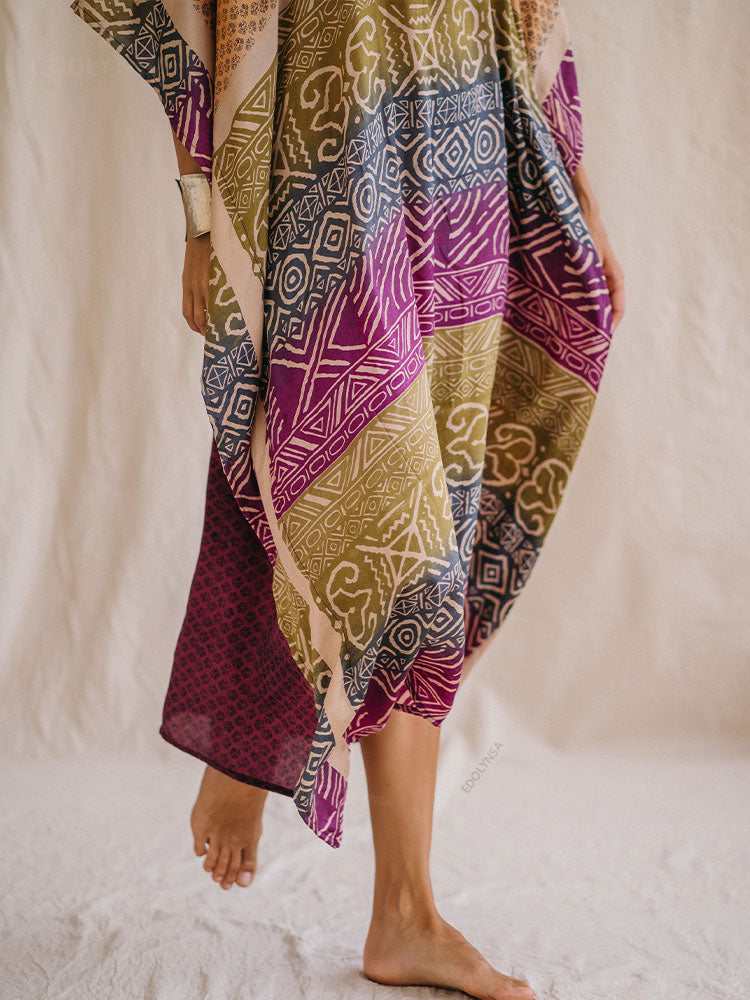 Multicolored Bohemian Printed Long Kaftan  - The Witchy Gypsy