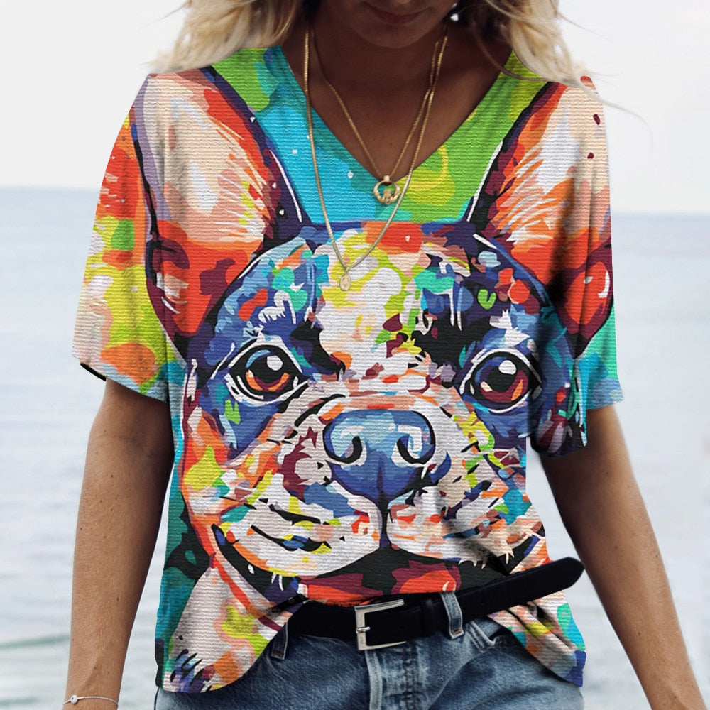 Bohemian Cute Dog Psychedelic Tshirt- The Witchy Gypsy