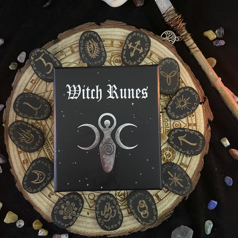 Witchcraft Wood Runes Stone & Tarot Set - The Witchy Gypsy