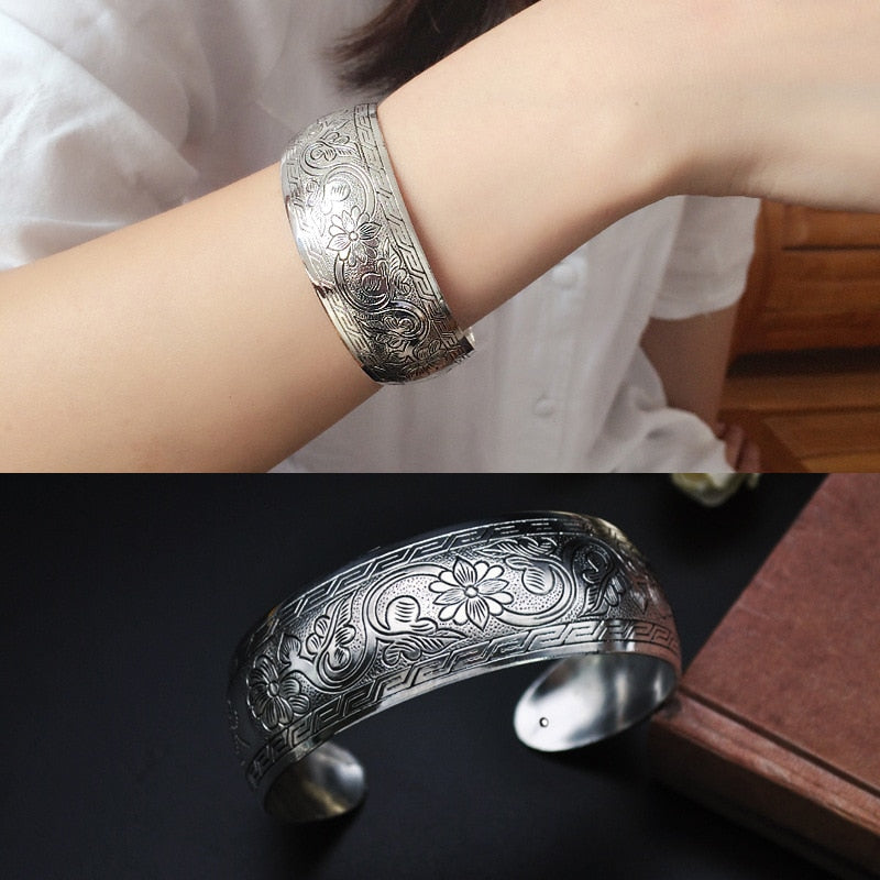 Vintage Cuff Tibetan Silver Plated Bangle - The Witchy Gypsy