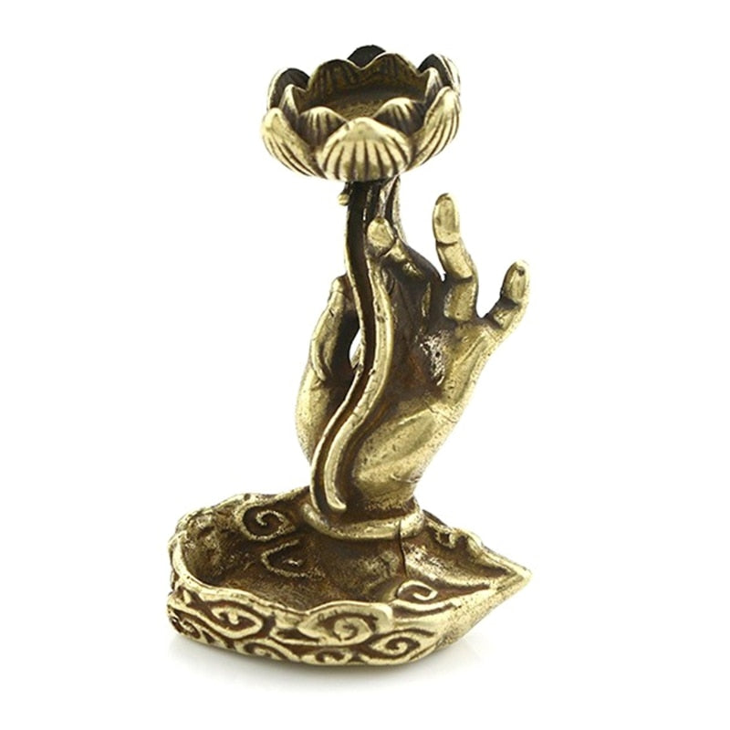 Copper Hand Lotus Incense Base Holder - The Witchy Gypsy