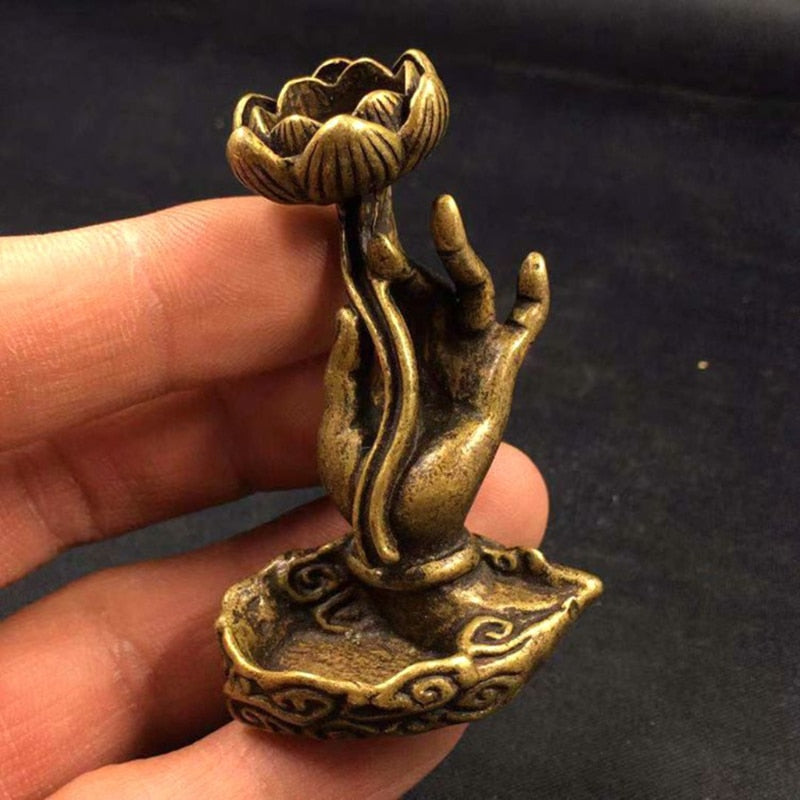 Copper Hand Lotus Incense Base Holder - The Witchy Gypsy