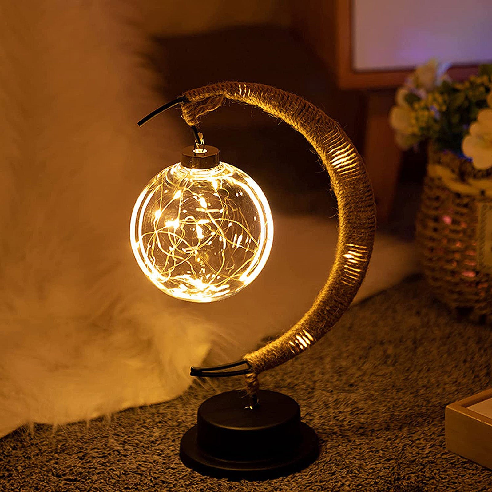 Lunar Fairy Lamp, Moon LED Night Lights with Stand, Half Moon Lamp - The Witchy Gypsy