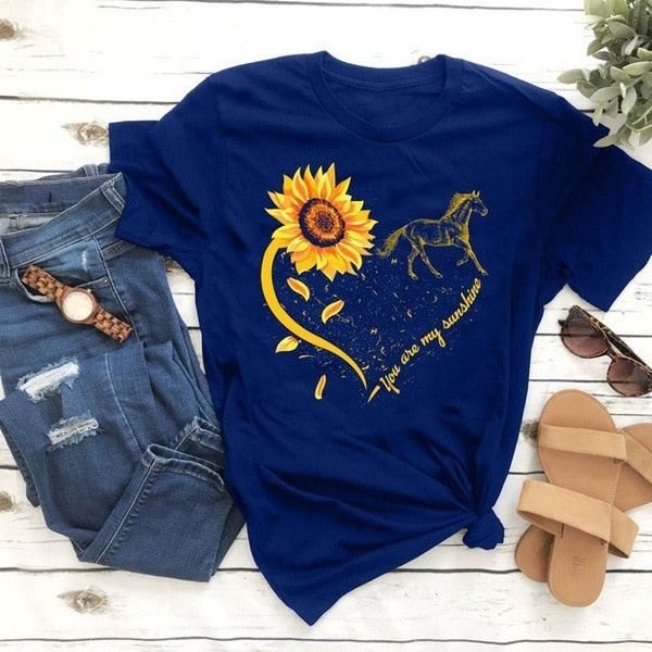 Sunflower Horse Heart T Shirt - The Witchy Gypsy