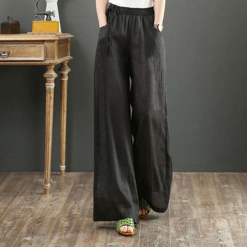 Vintage Linen Elastic Waist Wide Leg Pants - The Witchy Gypsy