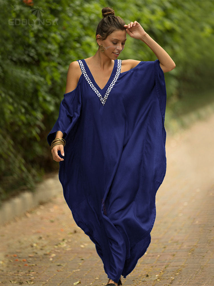 Bat Sleeve Summer Dress, Plus Size Women Beachwear, Kaftan- The Witchy Gypsy