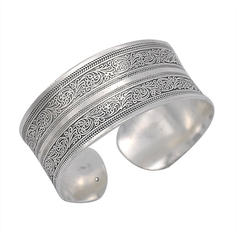 Vintage Cuff Tibetan Silver Plated Bangle - The Witchy Gypsy